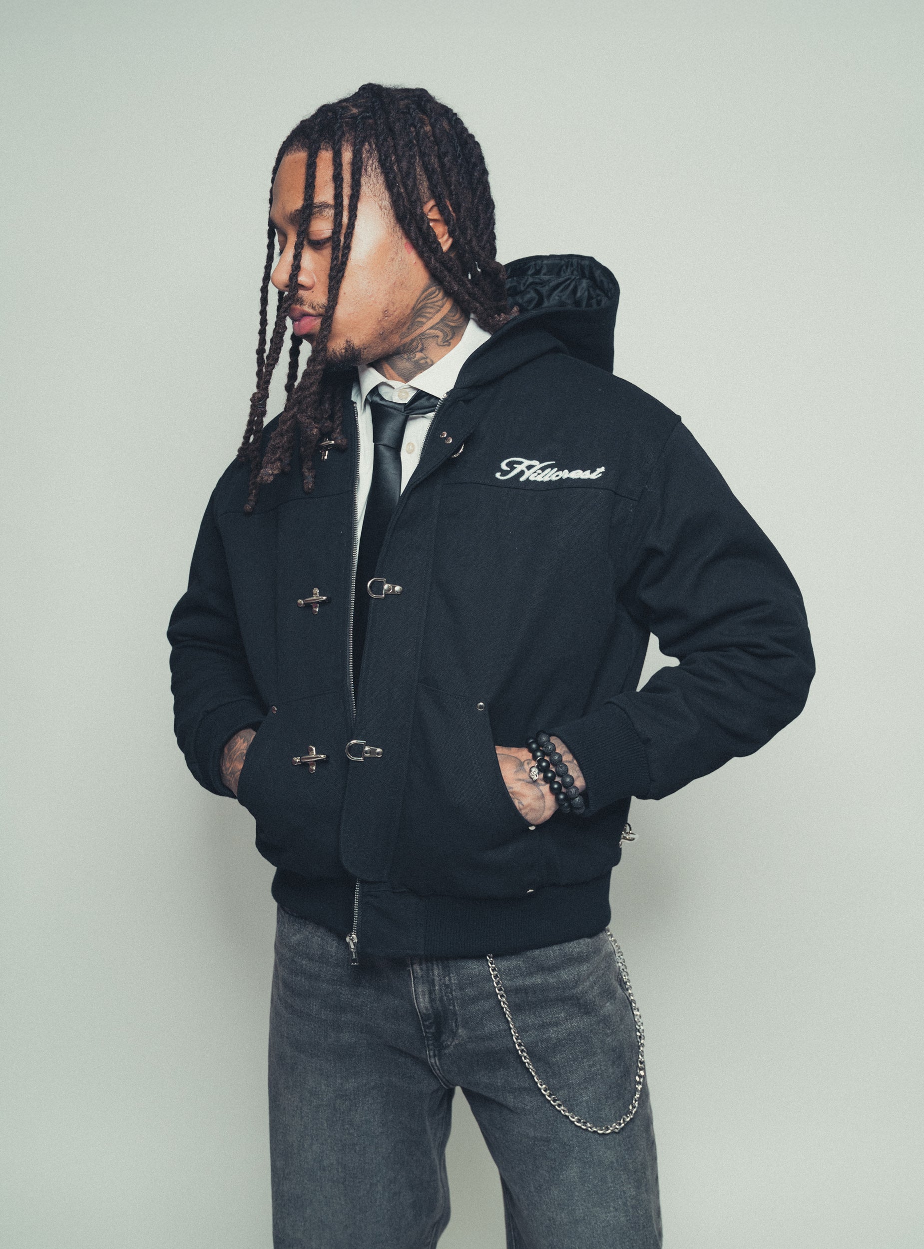 16oz Black Canvas Clasp Jacket